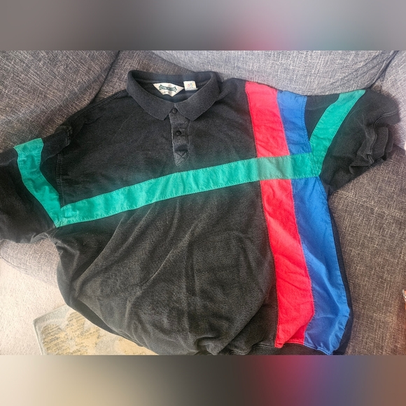 Vintage National Open Club Colourblock Polo. XL. 22ptp - Picture 7 of 7